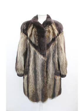 Excellent Raccoon & Sheared Beaver Fur Coat Jacket Women Woman Size 4-6 Small